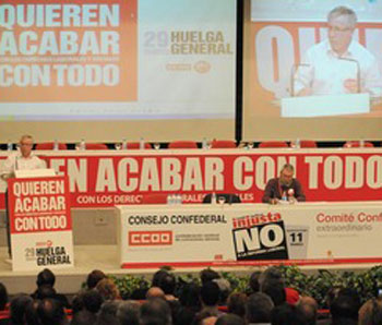 Noticia de Politica 24h: CC OO y UGT convocan huelga general contra la reforma laboral 