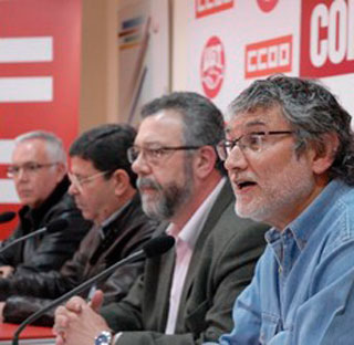 Rueda de prensa secretarios de Organizacin y de Comunicacin de CCOO y UGT