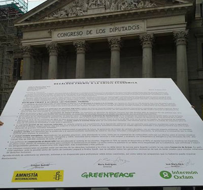 Noticia de Politica 24h: Amnista Internacional, Greenpeace e Intermn Oxfam presentan un declogo de medidas contra la crisis