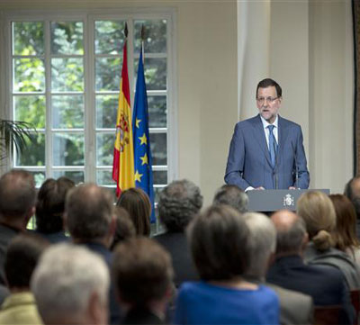 El presidente del Gobierno, Mariano Rajoy, se dirige a los asistentes a la firma del Pacto por la Sostenibilidad y la Calidad del Sistema Nacional de Salud.