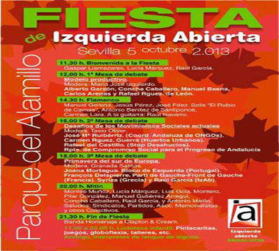 Noticia de Politica 24h: Gaspar Llamazares, Alberto Garzn, Pilar Gonzlez participan este sbado en la fiesta andaluza de Izquierda Abierta. 