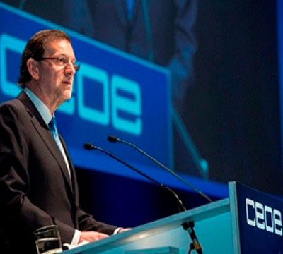 El presidente del Gobierno, Mariano Rajoy, en su intervencin en la clausura de la Asamblea General de CEOE.